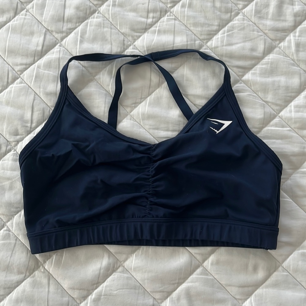 Gymshark Navy Runched Sports Bra